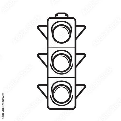Clean minimalistic black and white silhouette illustration of a traffic light commonly used to control the flow of vehicles