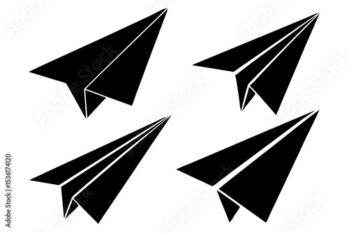 set of Paper Airplane silhouette vector illustration