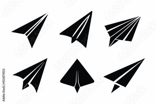 set of Paper Airplane icon  silhouette vector illustration