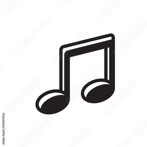 Elegant vector illustration of a musical note silhouette design symbolizing music melody and musical themes in a minimalistic graphic style.