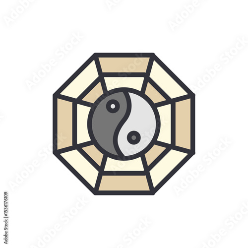 Balanced Forces In Octagonal Frame Symbolic Harmony Illustration