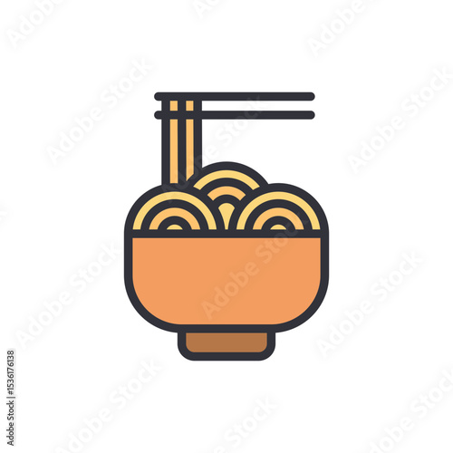 Delicious Noodles In A Bowl With Chopsticks On Transparent Background