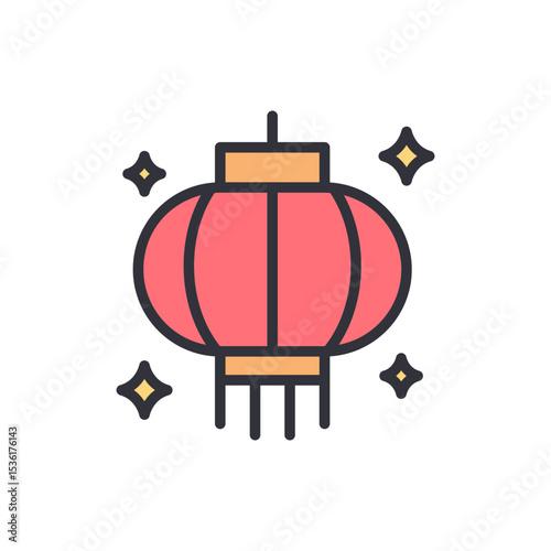 Illustration Of An Asian Lantern Emitting Sparkles Against Transparency