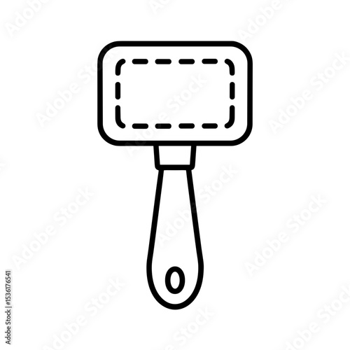 Pet grooming slicker brush – represents fur care tool, outline icon