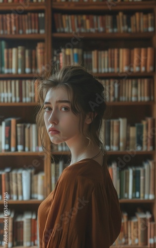 The hesitant reader in front of the bookshelf