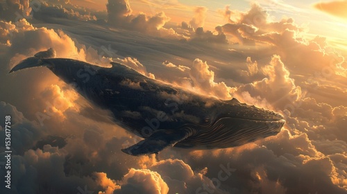 Whales swimming in a sea of clouds