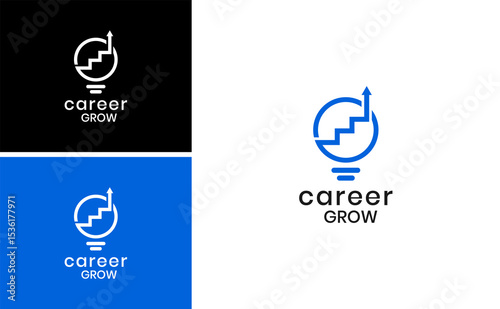 Career Growth Logo Design with Light Bulb and Arrow Symbol Vector for Business Coach Success Opportunity Financial Direction Branding Corporate Identity and Job Inspiration