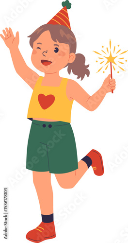Girl Holding Sparklers at Celebration

