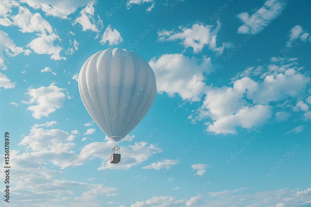 Fototapeta premium Drifting hot air balloon under the blue sky