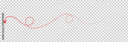 Vector hand drawn dashed arrow editable stroke. Isolated on white background design EPS 10  . Vector Illustration .  