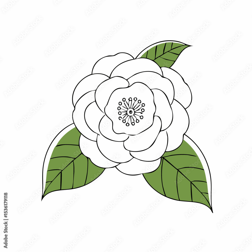 Obraz premium Stylish continuous line camellia flower, perfect for contemporary branding, wall art, and minimalist patterns