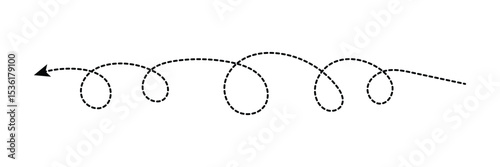 Vector hand drawn dashed arrow editable stroke. Isolated on white background design EPS 10  . Vector Illustration .  