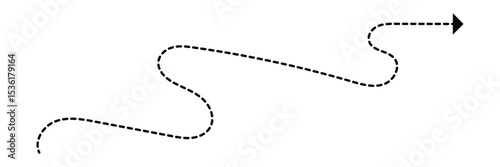 Vector hand drawn dashed arrow editable stroke. Isolated on white background design EPS 10  . Vector Illustration .  