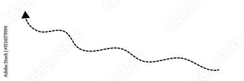 Vector hand drawn dashed arrow editable stroke. Isolated on white background design EPS 10  . Vector Illustration .  