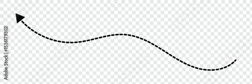 Vector hand drawn dashed arrow editable stroke. Isolated on white background design EPS 10  . Vector Illustration .  