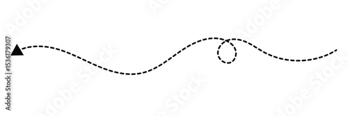 Vector hand drawn dashed arrow editable stroke. Isolated on white background design EPS 10  . Vector Illustration .  