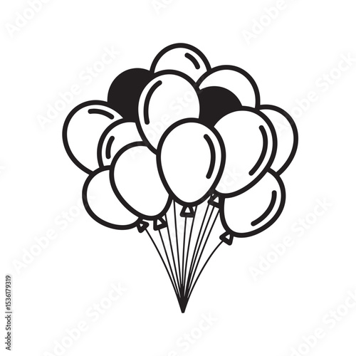 A clustered grouping of party balloons in a clean silhouette design for celebration and special occasion graphics