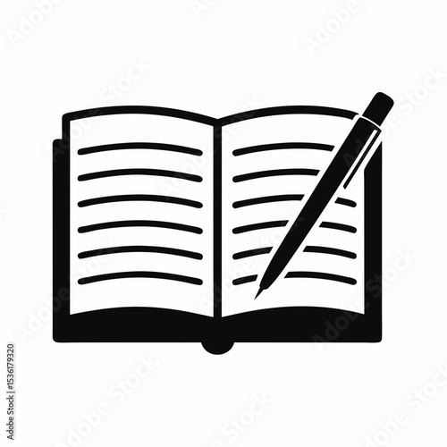 Notebook and Pen icon silhouette vector illustration