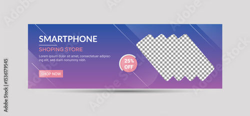 Smartphone Shopping Banner with 25% Discount and Gradient Background