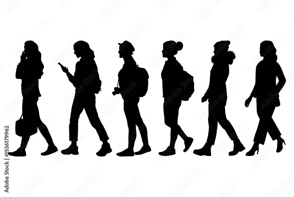 Obraz premium silhouettes of walking people