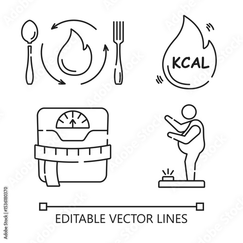 Weight loss line icon. Weight loss icon set for creating impactful visuals. Perfect for health blogs, fitness websites, diet plans, and wellness projects.