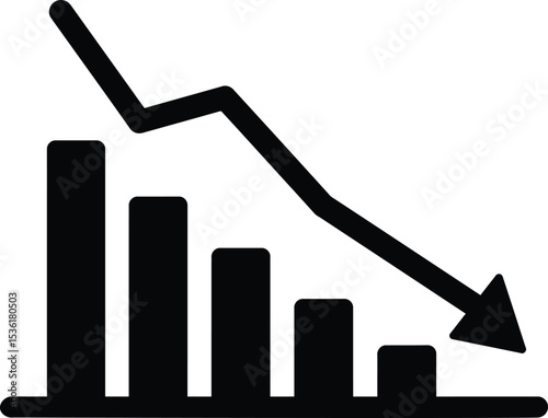 A black and white graph depicting a downward trend in data market