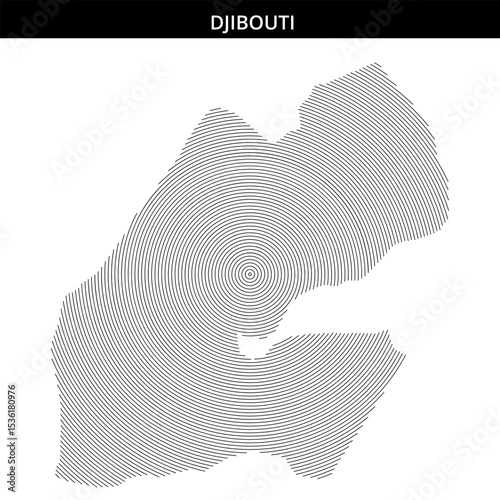 Creative line art representation of Djibouti's geographic outline