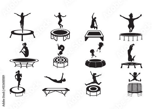 Trampoline vector, Trampoline clipart, Trampoline silhouette