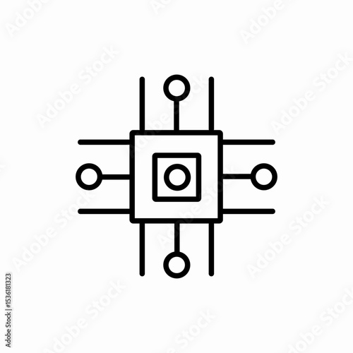 processor chip technology icon vector sign