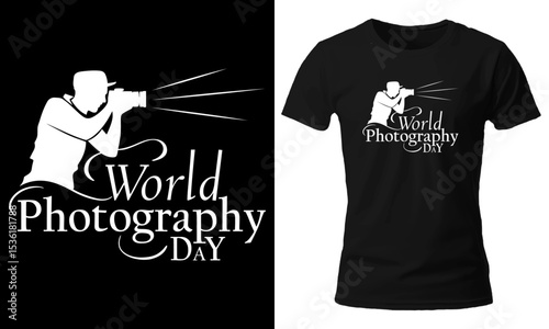 World Photography Day Elegant Photographer Silhouette T-Shirt Design