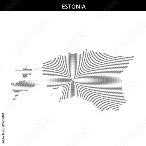 Estonia map illustration with distinctive line design