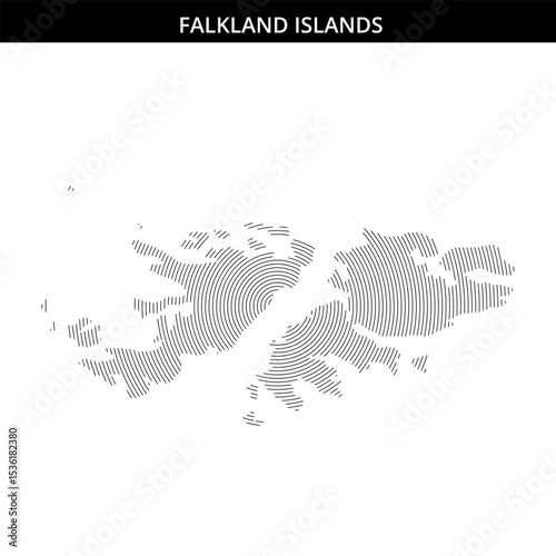 Falkland Islands map design showcasing unique line art style