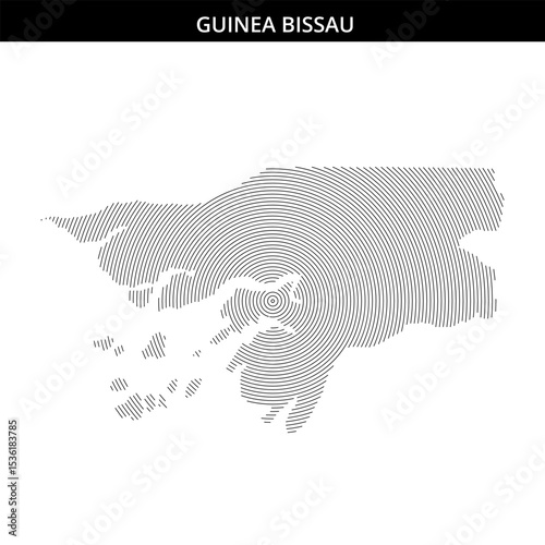 Map of Guinea Bissau illustrated with concentric lines