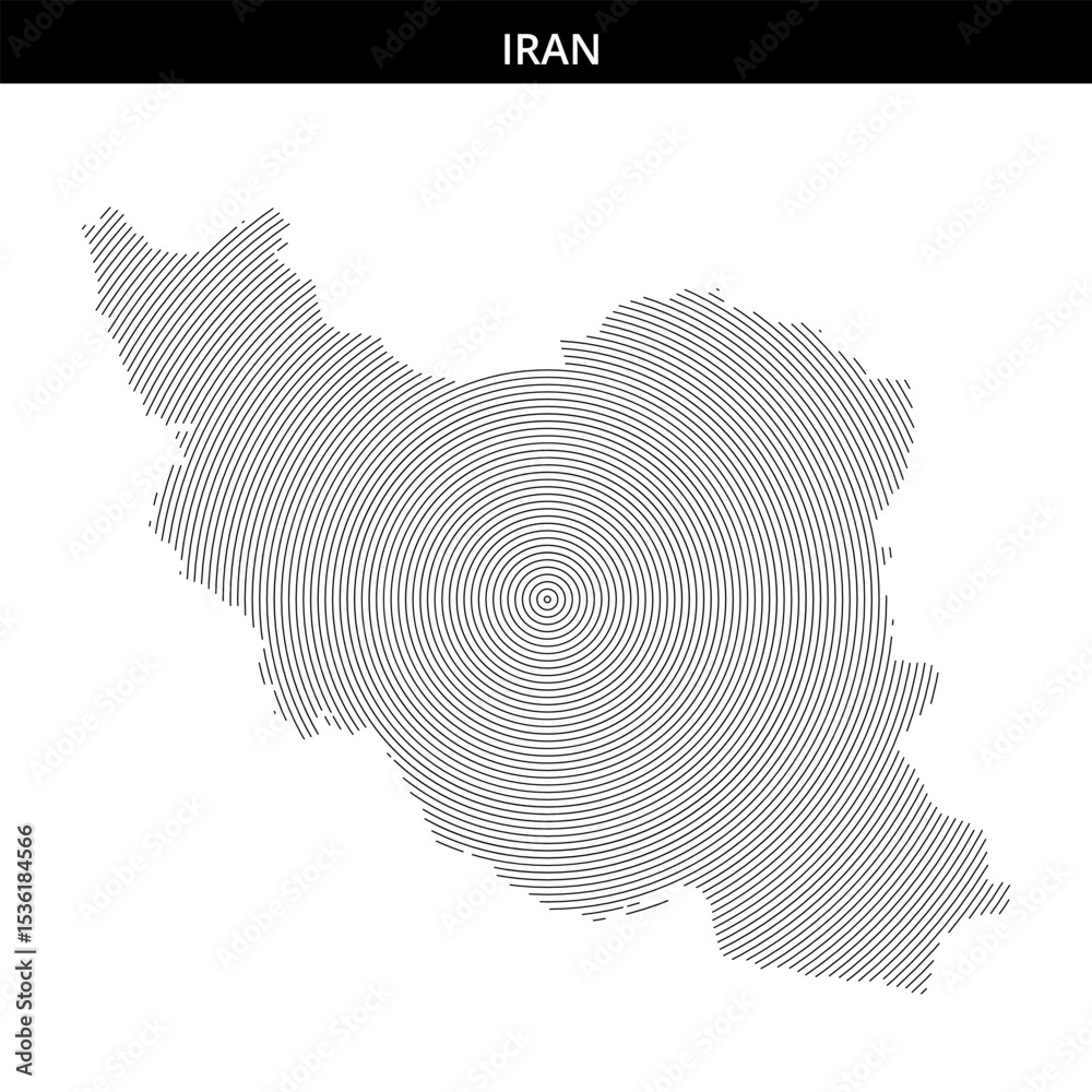 Obraz premium Intricate line design forming the outline of Iran's map