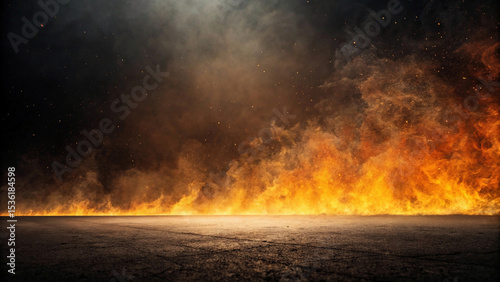 burning fire in the forest, Black brown orange yellow abstract background. Color gradient, ombre. Spots. Fire, burn, burnt effect. Or horror, a creepy concept. Light. Glow