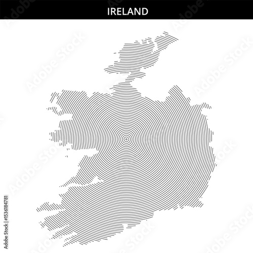 Artistic representation of Ireland using concentric lines