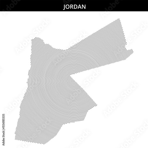 Abstract map design showcasing the outline of Jordan with lines