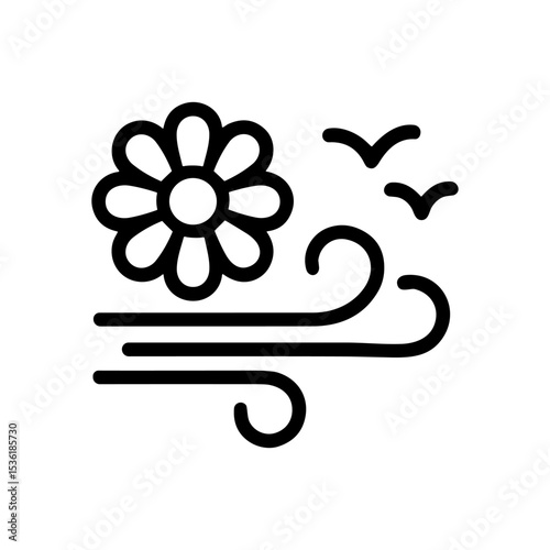 Spring breeze carries flower scents. Icon symbol illustration