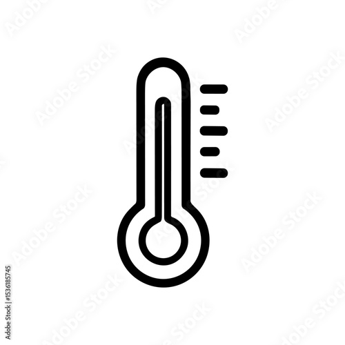 Upward temperature displayed on thermometer. Icon symbol illustration