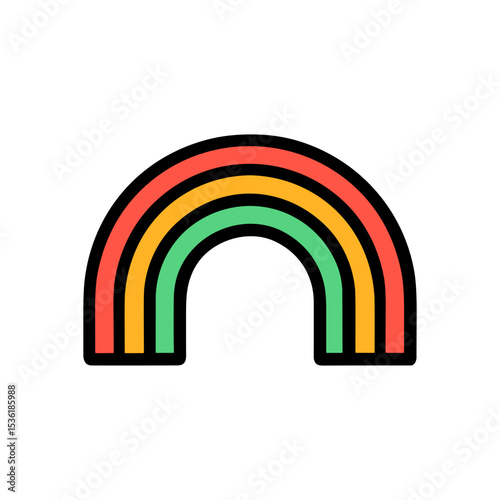 Colorful rainbow with cartoonish design. Icon symbol illustration