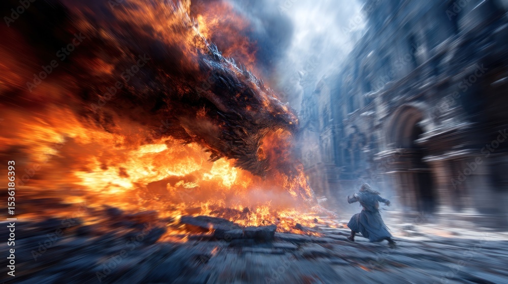 Obraz premium Fire destruction action