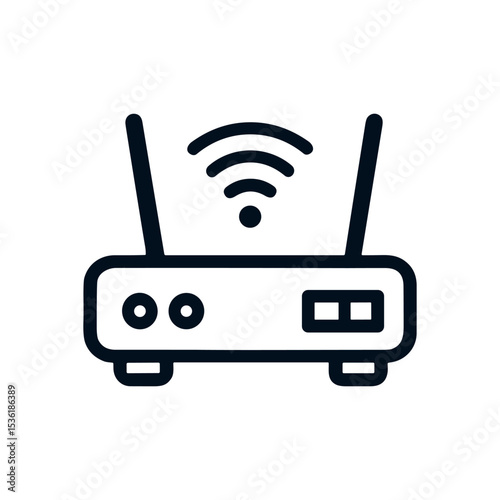 Router sends waves out. Icon symbol illustration