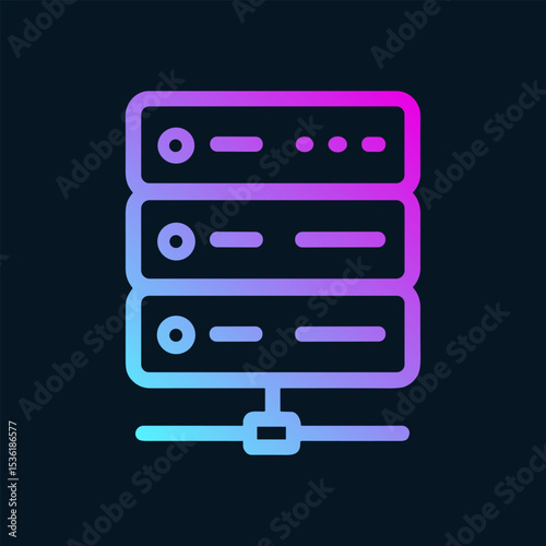 Gradient data server towers glow. Icon symbol illustration