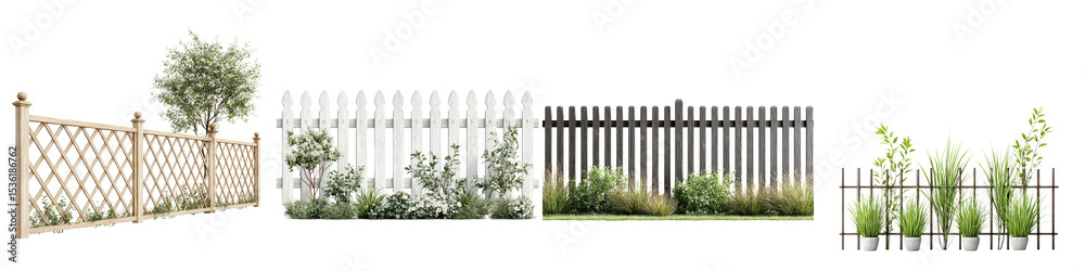 Fototapeta premium Well maintained garden with fences and gates