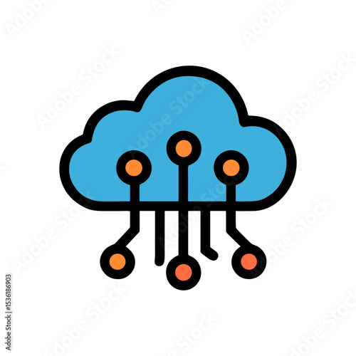 Cloud computing Data connections bloom digitally. Icon symbol illustration