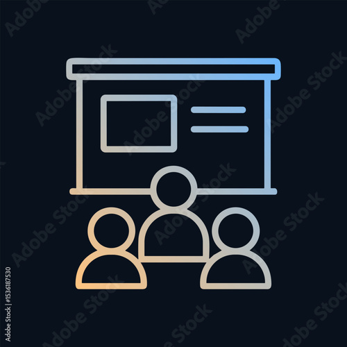 Presentation Outline with Attending Participants. Icon symbol illustration