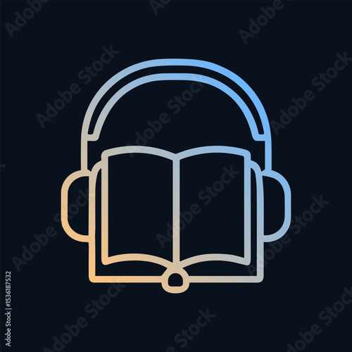 Headphones play books story. Icon symbol illustration