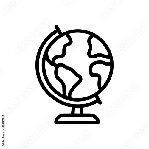 Stylized world globe on stand. Icon symbol illustration