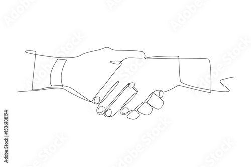 Hands that have exchanged engagement rings. Engagement concept one-line drawing