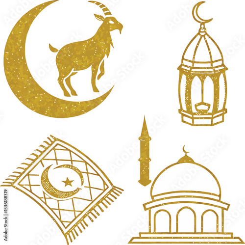 eid al adha celebration goat mosque and lantern